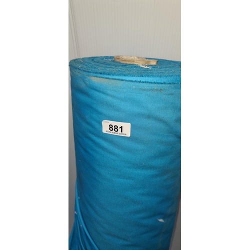 881 - A roll of turquoise fabric for furniture reupholstery.