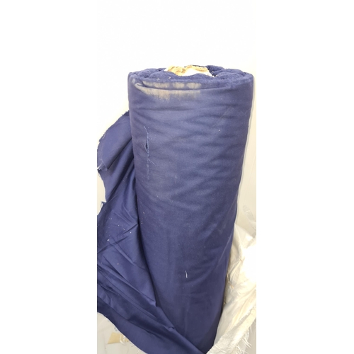 887 - A roll of indigo fabric for furniture reupholstery.