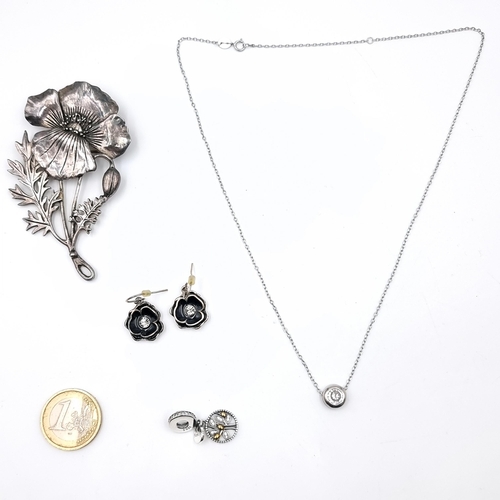 13 - A collection of items consisting of a silver pendant necklace. Length - 40 cms. Weight - 2.8 grams. ... 
