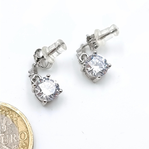 34 - A pair of brand new sterling silver gemstone drop pendant stud earrings. Weight - 2.42 grams.