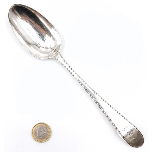 46 - A pretty bright cut Irish silver serving spoon hallmarked Dublin - 1785. BY the world known maker 'M... 