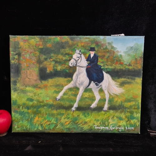 115 - An original wonderful 'Josephine Guilfoyle' oil on canvas painting titled 'Side Saddle' dated 2005. ... 