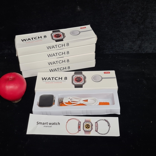 117 - Five brand new unopened Smart Watches 'Watch 8' Ultra. Includes HD Screen out doors sport fitness tr... 