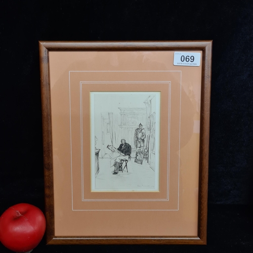 69 - A print of an original 'Leon Richeton' etching 1878 titled 'The Brocanteur'. Housed in a wooden fram... 