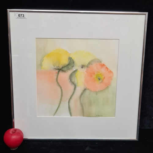 73 - An original watercolour on paper painting. Features a still life painting of blossoming flowers. Ren... 