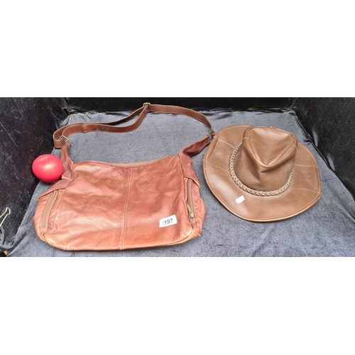 1197 - A lot of men's accessories including a genuine leather fedora hat size Medium made in Mexico, and an... 