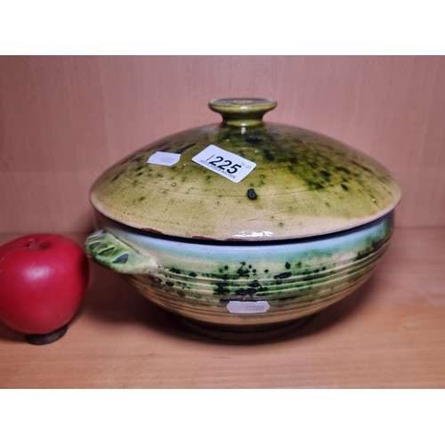 1225 - A fabulous lidded pot stamped Youghal Priory Ceramics to base in a beautiful moss green glaze dapple... 