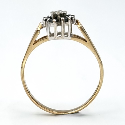 2 - A vintage diamond and sapphire ring with an illusion set diamond marked 9 carat gold. Weight - 1.54 ... 