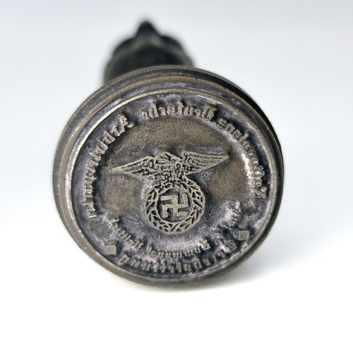 30 - A German military desk stamp with interesting stamp base. Height - 8 cms. Weight - 167 grams.