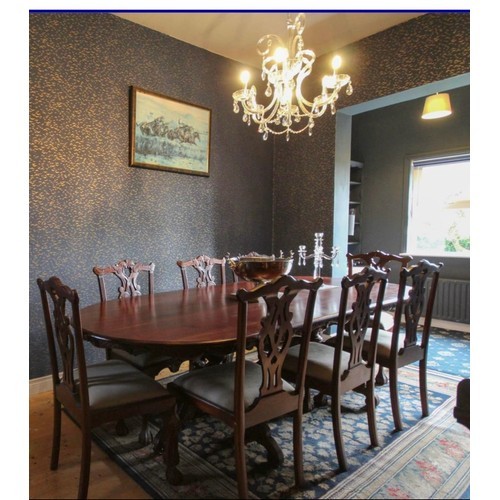 1230 - Star Lot : A fabulous very large Chippendale style 8 piece dining table and 8 matching chairs. The t... 