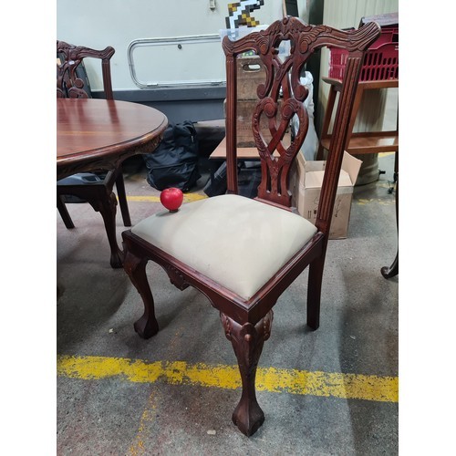 1230 - Star Lot : A fabulous very large Chippendale style 8 piece dining table and 8 matching chairs. The t... 