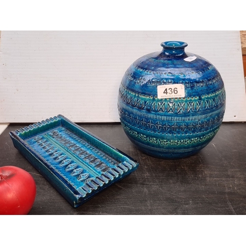 436 - A fabulous vintage Italian Bitossi Rimini Blue Ceramic Set from the 1960s. The set includes a spheri... 