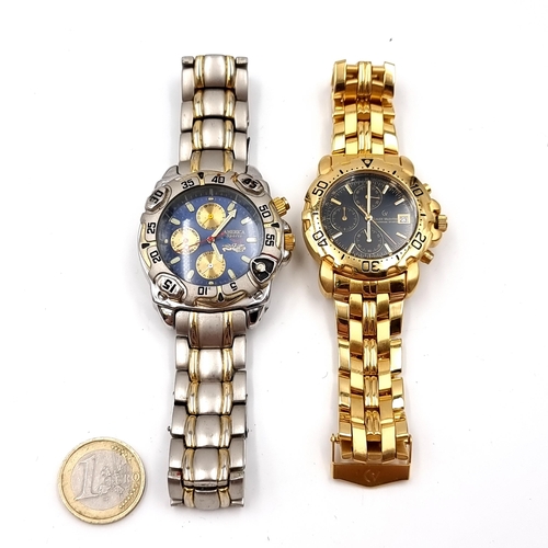 13 - Two oversized gents tachymeter watches including a Claude Valentine. set with luminous hands. Each w... 