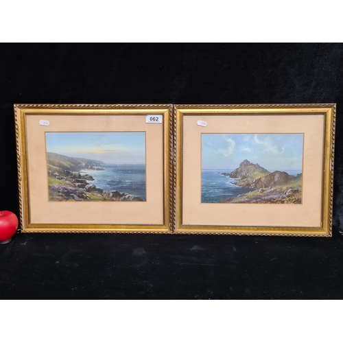 62 - A pair of charming gouache on paper paintings titled 'Five Points' and 'Gurnards Head'. Features coa... 