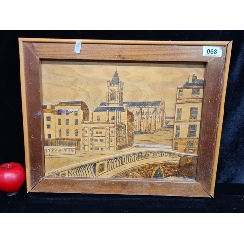 68 - A lovely Robert Coffey (Irish) hand carved painting in wood. Features the 'Christ Church x Kings Bri... 