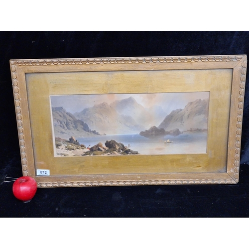 72 - A stunning 19th century antique watercolour on paper painting. Features an imposing continental moun... 