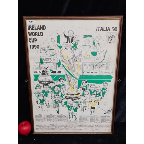 81 - A super cool original 1990 Ireland World Cup football wall chart / poster. Features Tom Dack illustr... 