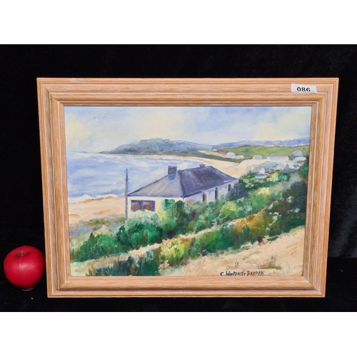 86 - A charming original oil on board painting featuring cottage nestled into a coastal landscape scene. ... 