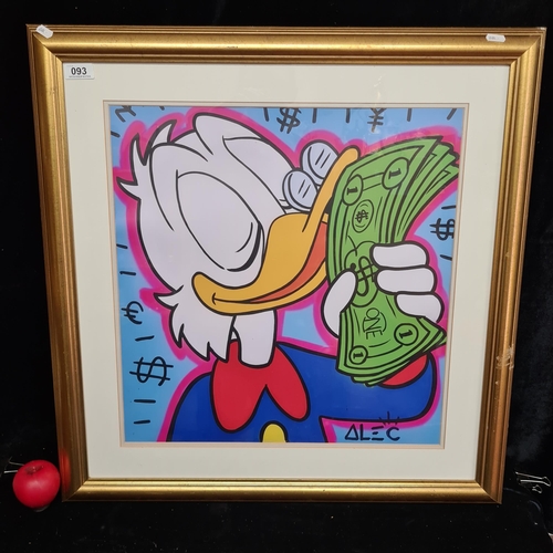 93 - A large  print of a Alec Monopoly street art painting titled 'Scrooge McDuck' circa 2013. Housed in ... 