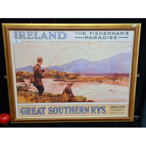 97 - A fabulous large print of a vintage poster advertising Great Southern Railways Ireland 'The Fisherma... 