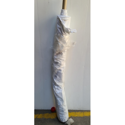 380 - A large bolt / roll of white fabric. Would suit curtain lining projects.