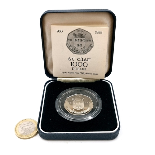 536 - A 50 pence coin struck to celebrate the Dublin Millennium. Coin proof encapsulated of a limited edit... 