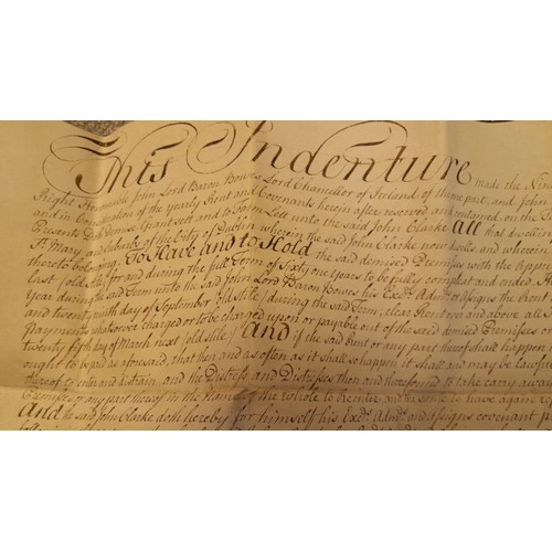 348 - Star Lot: A 1764 rare Irish important indenture. 
BOWLES (John, Baron of Conlyon, 1690-1767, Attorne... 