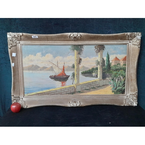 968 - Star Lot: A large original A. Broekman (1874-1946) oil on canvas painting. Features a Rivera Scene w... 