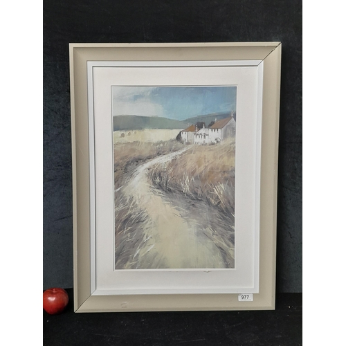 977 - A lovely print of an Adelene Fletcher oil on canvas painting. Features a countryside cottage with fi... 