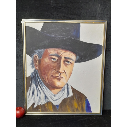 982 - Star Lot: A large original 'Frank Feld' oil on board painting. Features a portrait of the famous Ame... 