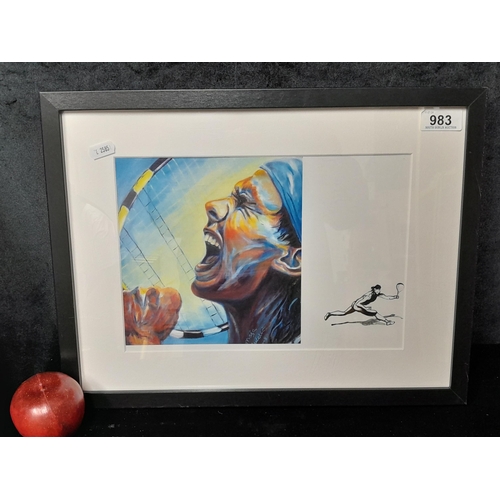 983 - A sweet print of an original chalk pastel and watercolour painting. Features the Famous tennis Playe... 