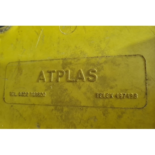 742 - Atplas yellow electrical box with integrated handle and power cable.