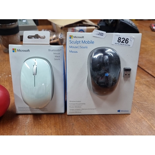 826 - Microsoft Bluetooth Mouse and Sculpt Mobile Mouse, sealed in original packaging. Features wireless c... 