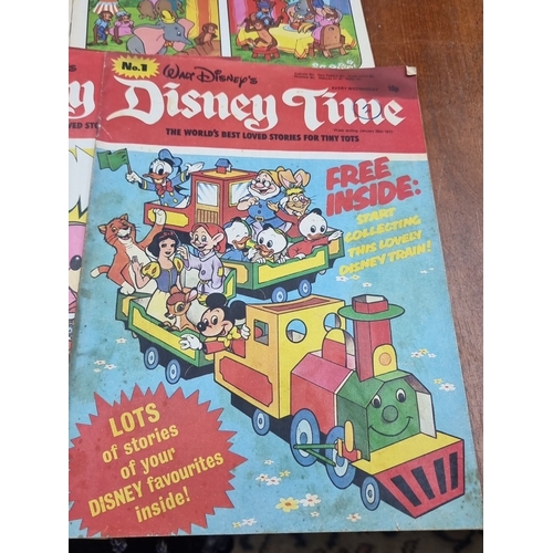 829 - Set of 7 'Walt Disney's Disney Time' magazines, 1977, featuring popular Disney characters and storie... 