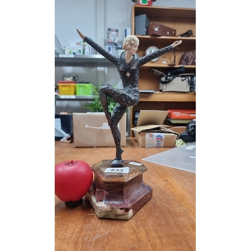 833 - A heavy very attractive Bronze Art Deco style Flapper figurine, sculpted by Chiparus, mounted on an ... 