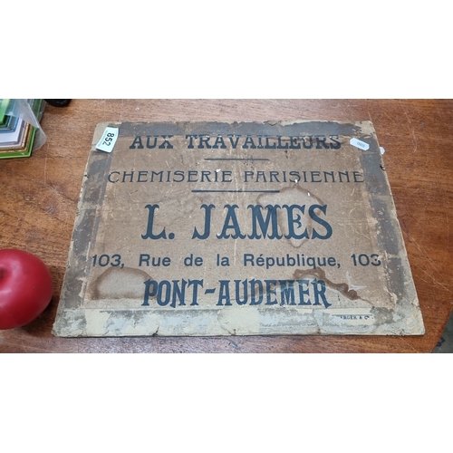 852 - Vintage advertising board for 