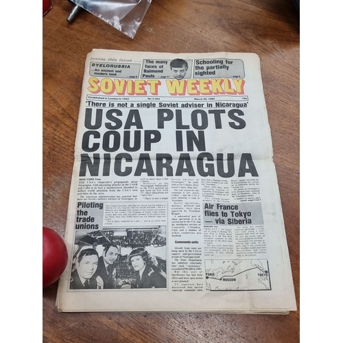 868 - A 'Soviet Weekly - March 20, 1982. Headline: USA Plots Coup in Nicaragua. Established in London, 194... 