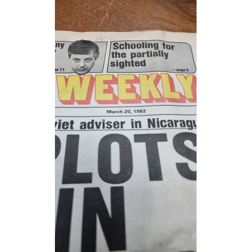 868 - A 'Soviet Weekly - March 20, 1982. Headline: USA Plots Coup in Nicaragua. Established in London, 194... 