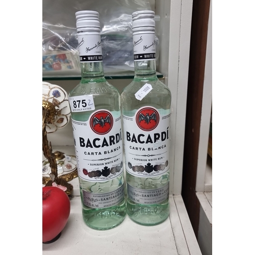 875 - Two 700ml bottles of Bacardi Carta Blanca Superior White Rum, 37.5% ABV.