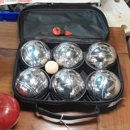 1014 - A steel French boules / Pétanque game set with travel case.