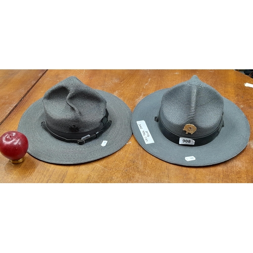 908 - Two fascinating New York State police hats.