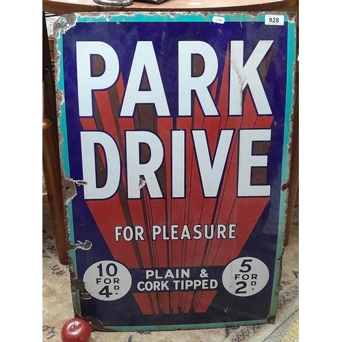 928 - Star lot : A superb original large Park Drive enamel advertising sign. Lovely vibrant colours and a ... 