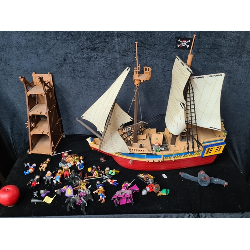 930 - A large selection of children's Playmobil toys including a fantastic large sail toy and a number of ... 