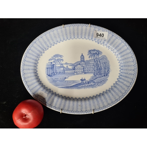 940 - A Victorian blue and white oval plate circa 1860.