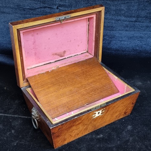 116 - Star Lot : A stunning antique Georgian ladies work / sewing flame mahogany box with inlaid escutcheo... 