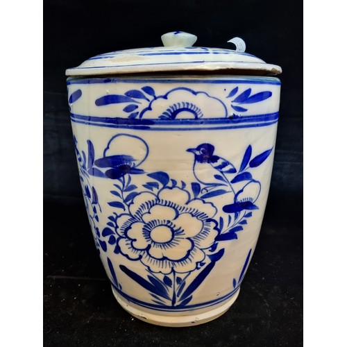 136 - Star Lot : A fabulous very large antique / vintage Chinese blue and white glazed stoneware jar with ... 