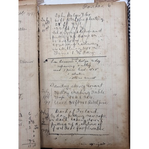 148 - An antique 1884 Enniscorthy Accounts large ledger book covering day today business, stock and employ... 