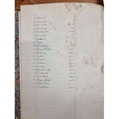 149 - An early 20th century Impersonal Accounts Ledger book dating to 1918 with details and costs of rents... 