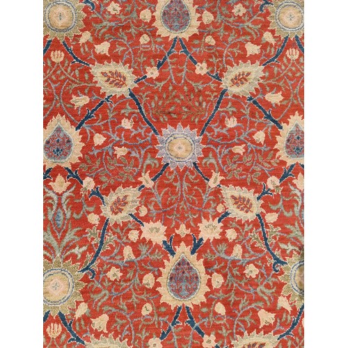 358 - Star Lot : A beautiful super large rug in a floral pattern orange, beige, green and blue tones.
MM: ... 