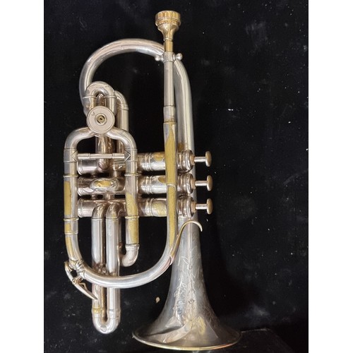 202 - An excellent British made Besson & Co. trumpet held in a fully lined hard shell travel case.